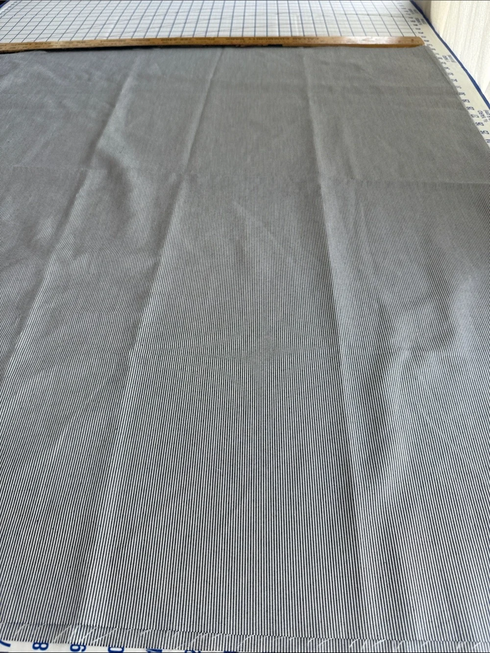 Vintage Black White Ribbed Pinstripe Fabric 1 Yard x 64” Wide Textured Woven